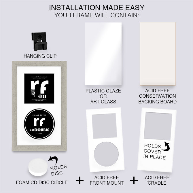 Light Grey (Wood Grain) CD Double 'Cover & Disc' Frame