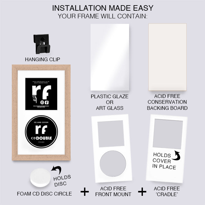 Wood Natural Finish CD Double 'Cover & Disc' Frame