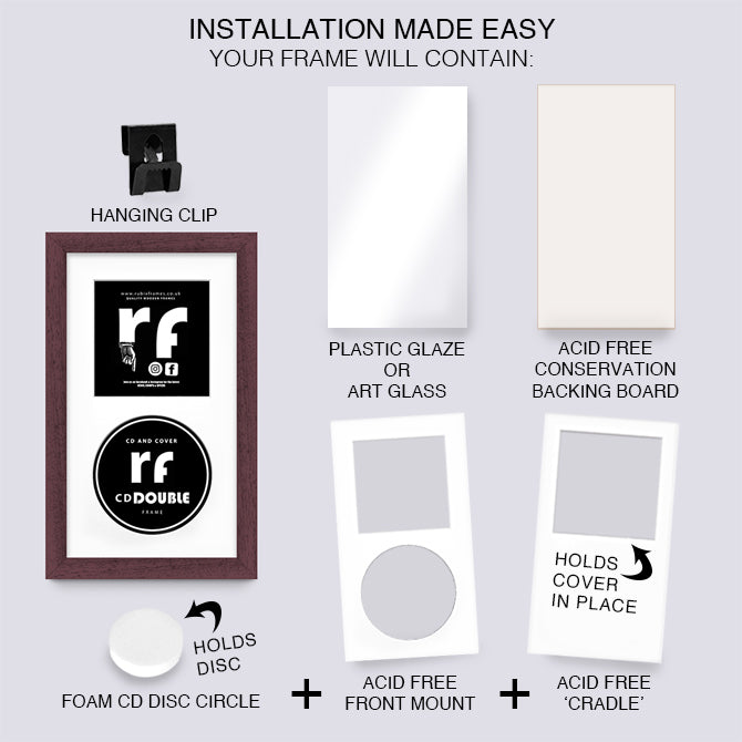 Wood Walnut Finish CD Double 'Cover & Disc' Frame