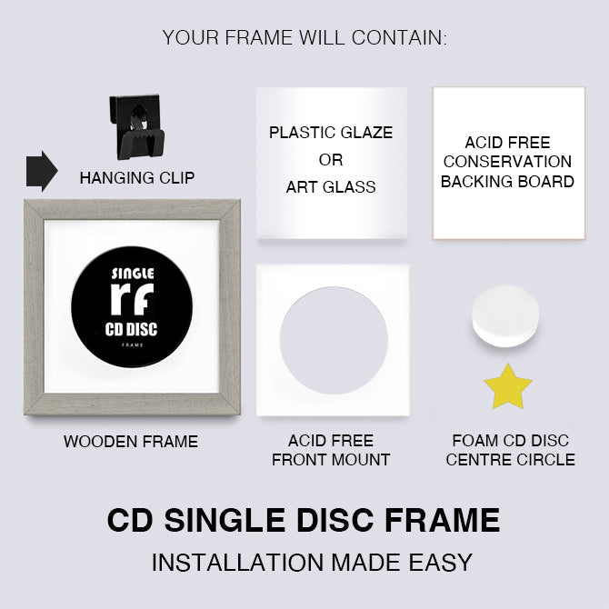 Light Grey (Wood Grain) CD Single 'Cover or Disc' Frame