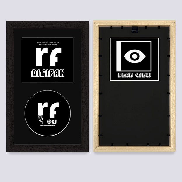 Black (Wood Grain) CD Cardboard Case 'Digipak' Frame