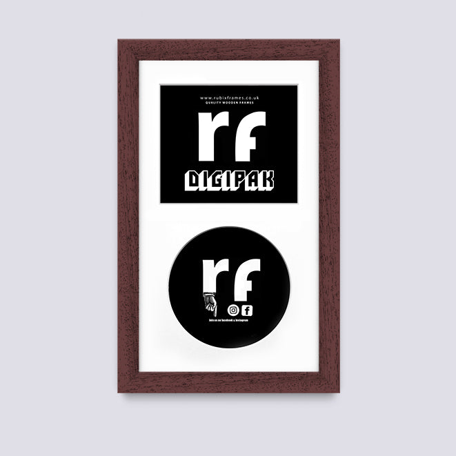 Wood Walnut Finish CD Cardboard Case 'Digipak' Frame