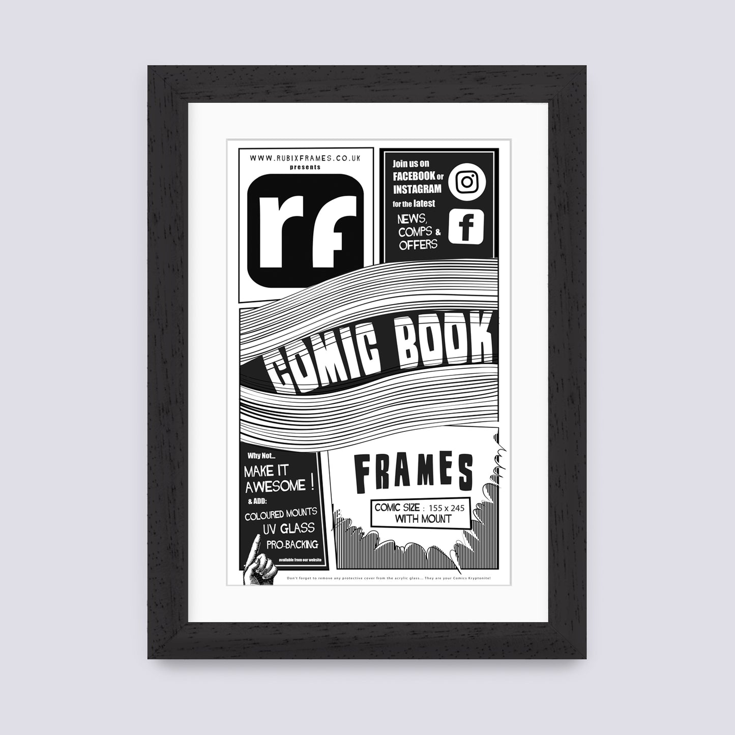 Black (Wood Grain) Comic Book Frame