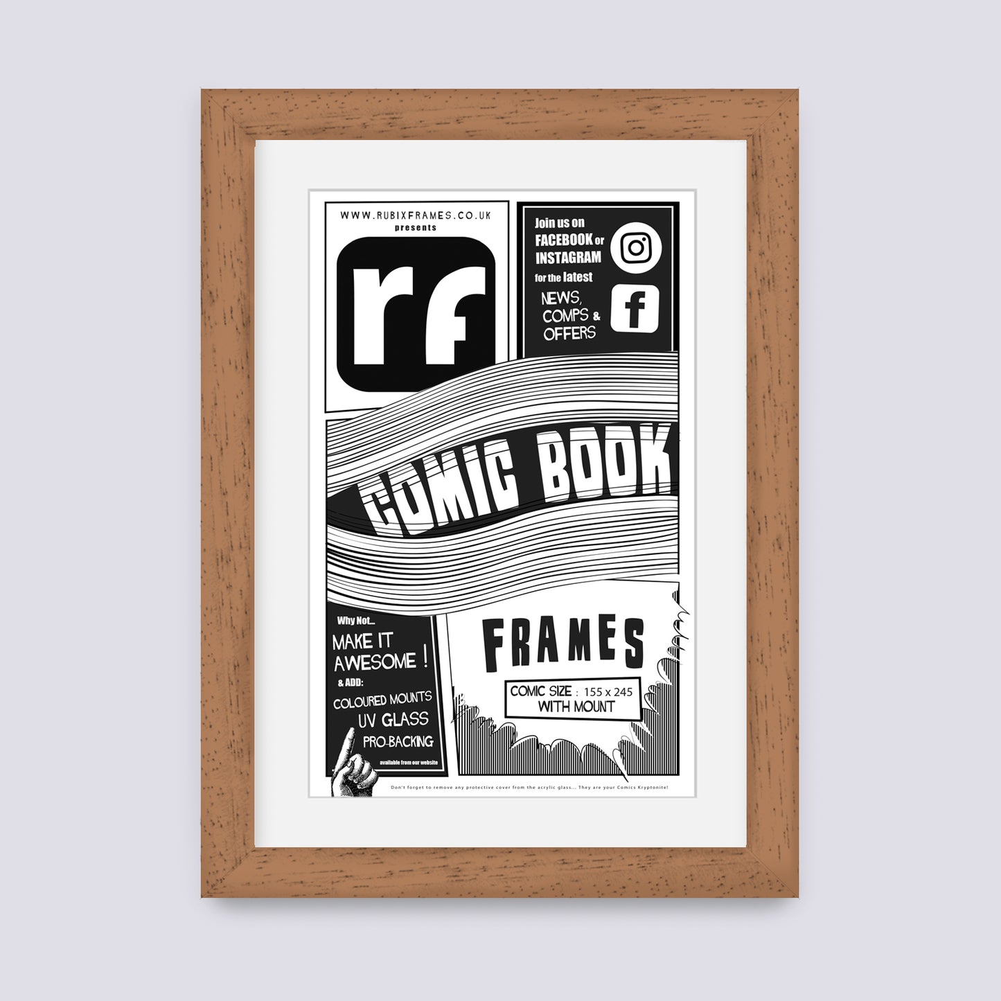 Wood Oak Finish Comic Book Frame