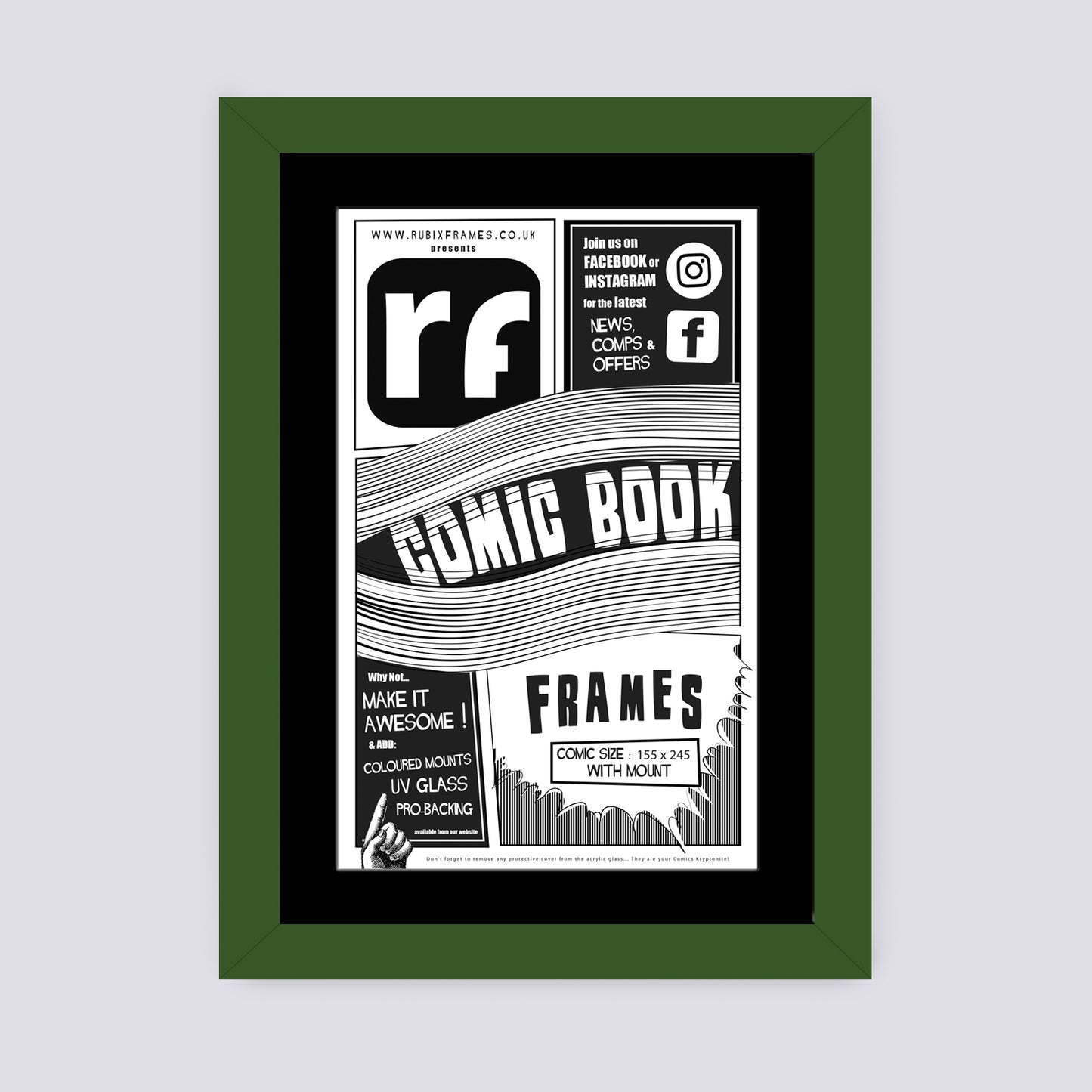 Dark Green Comic Book Frame