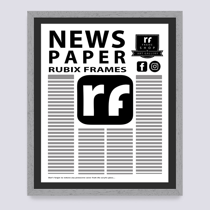 Grey - Light (Wood Grain) Newspaper Frame