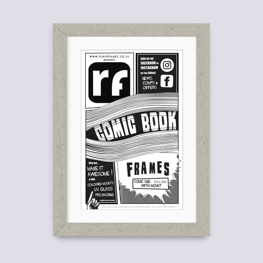 Grey - Light (Wood Grain) Comic Book Frame