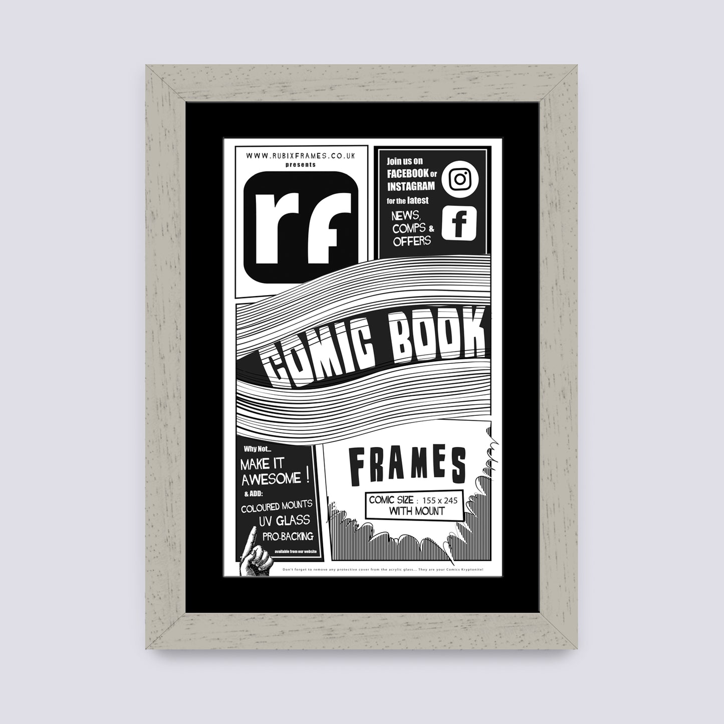 Grey - Light (Wood Grain) Comic Book Frame