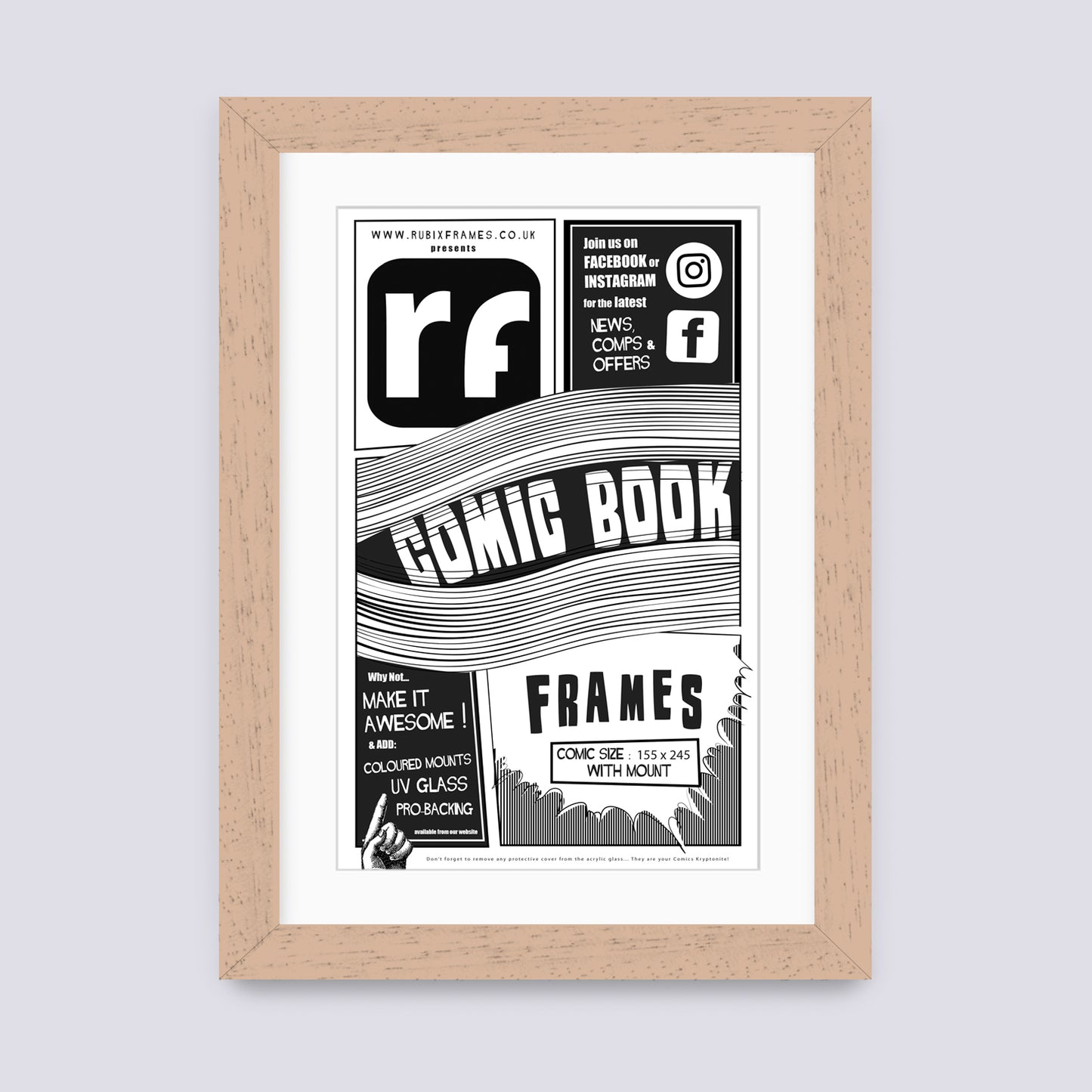 Wood - Natural (Wood Grain) Comic Book Frame