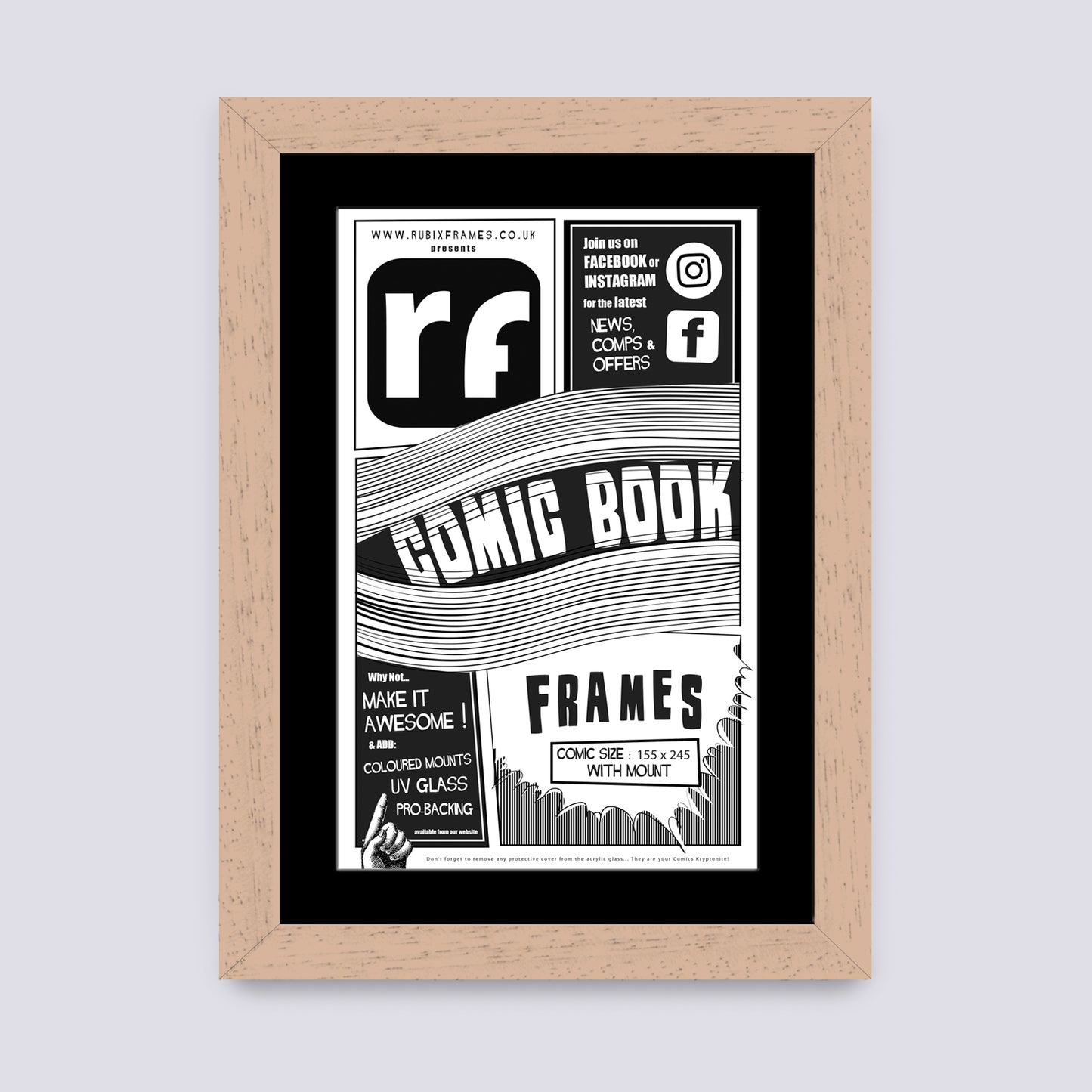 Wood - Natural (Wood Grain) Comic Book Frame