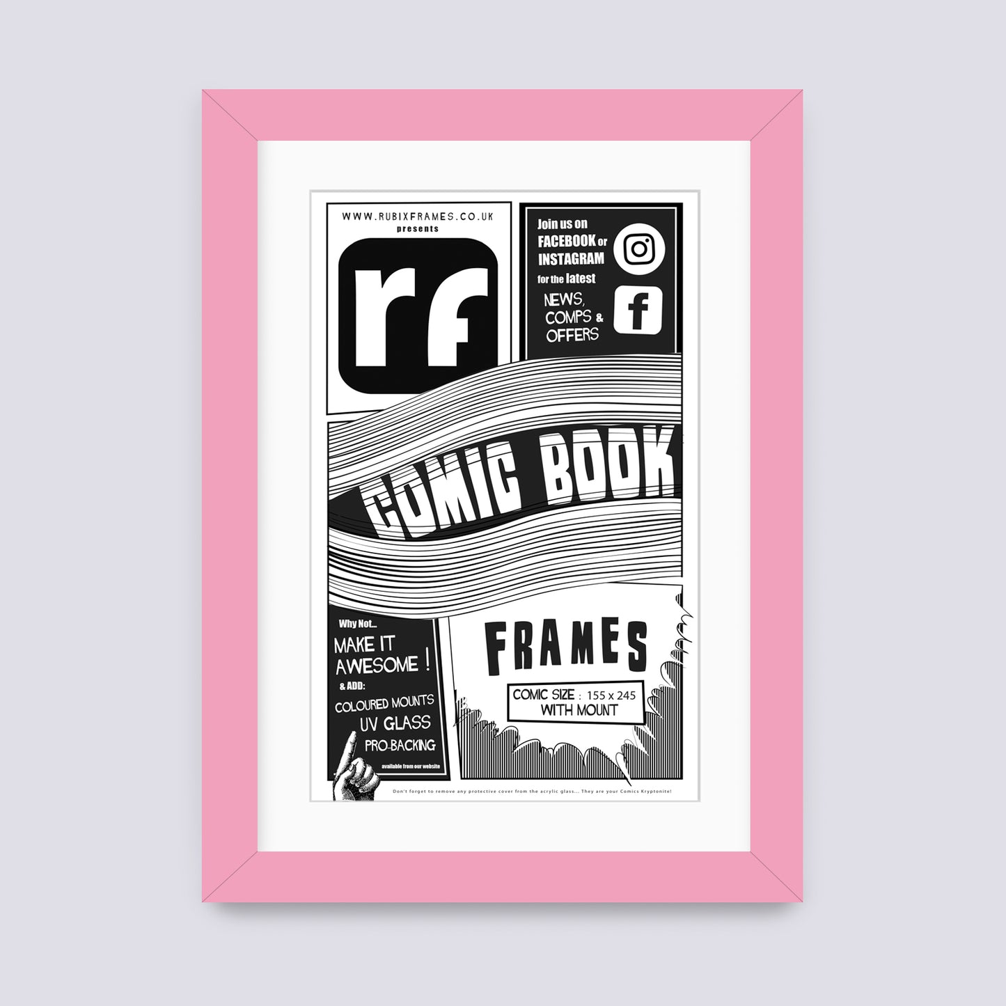 Pink Comic Book Frame