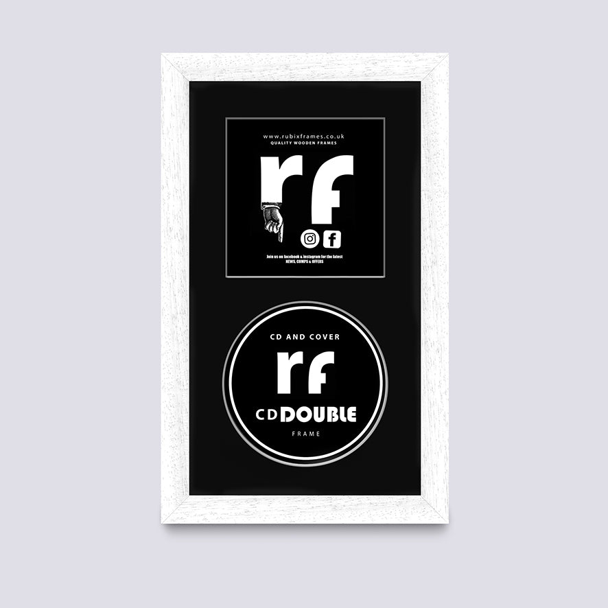 White (Wood Grain) CD Single or Double Frame