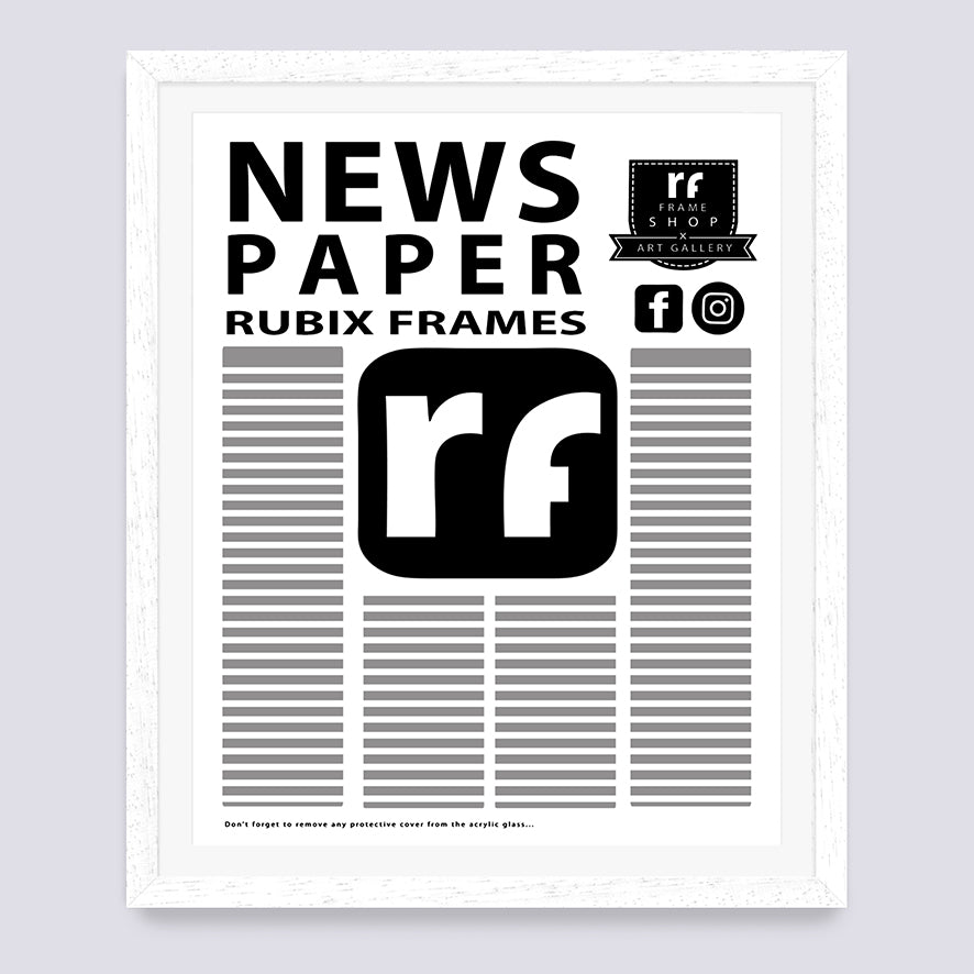 White (Wood Grain) Newspaper Frame