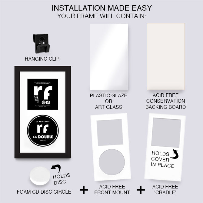 Black (Wood Grain) CD Double 'Cover & Disc' Frame