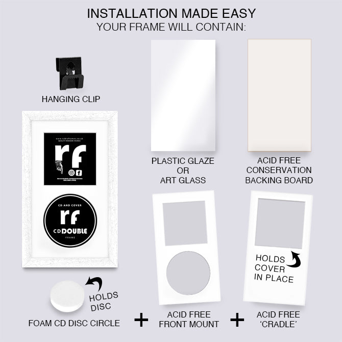White (Wood Grain) CD Double 'Cover & Disc' Frame