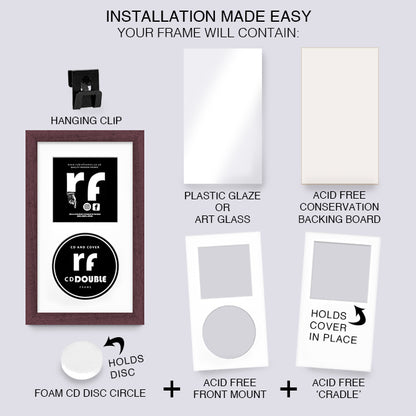 Wood Walnut Finish CD Double 'Cover & Disc' Frame