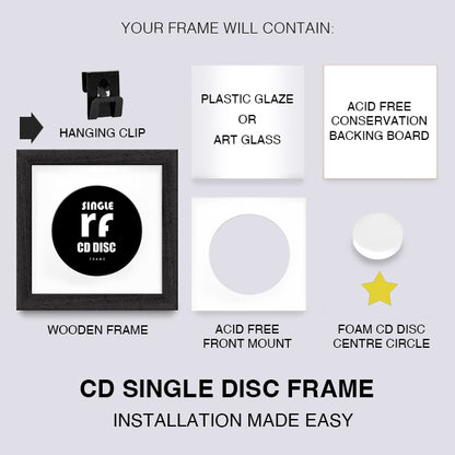Black (Wood Grain) CD Single 'Cover or Disc' Frame