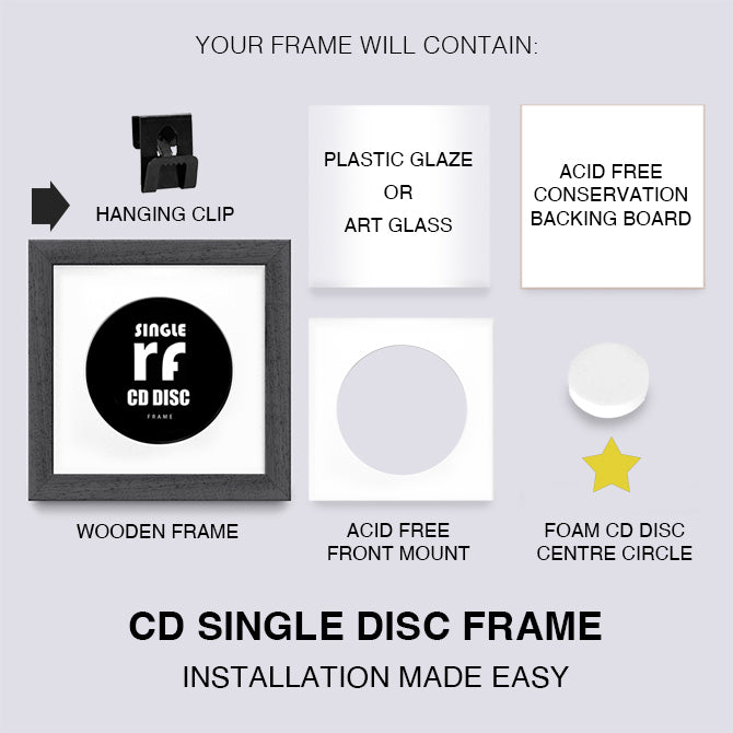 Dark Grey (Wood Grain) CD Single 'Cover or Disc' Frame