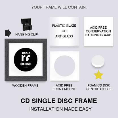 Dark Grey (Wood Grain) CD Single 'Cover or Disc' Frame