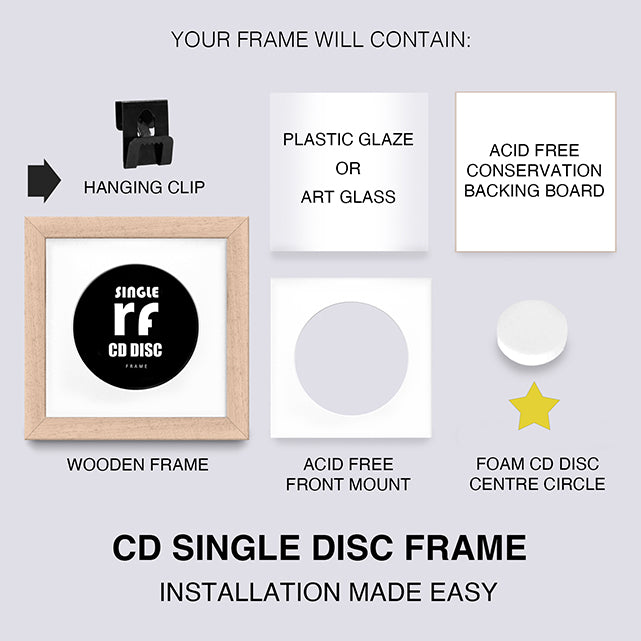 Wood Natural Finish CD Single 'Cover or Disc' Frame