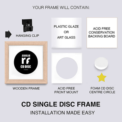 Wood Natural Finish CD Single 'Cover or Disc' Frame
