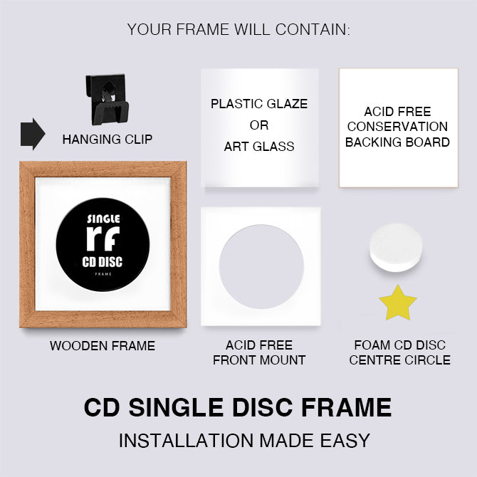 Wood Oak Finish CD Single 'Cover or Disc' Frame