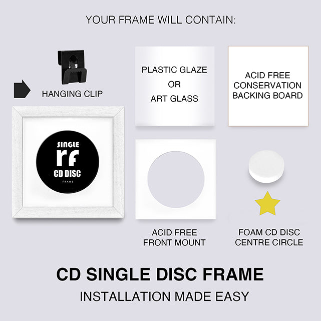 White (Wood Grain) CD Single 'Cover or Disc' Frame
