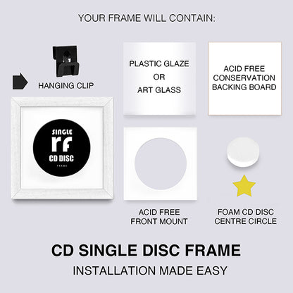 White (Wood Grain) CD Single 'Cover or Disc' Frame