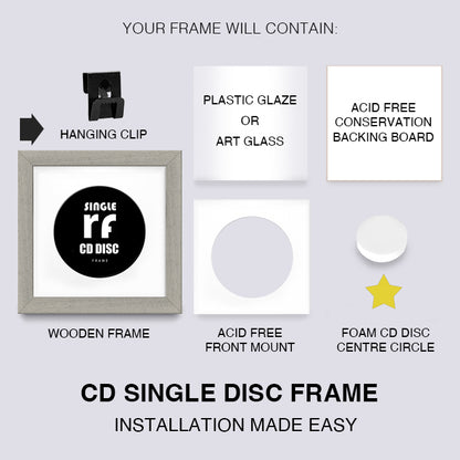 Light  Grey (Wood Grain) CD Single 'Cover or Disc' Frame