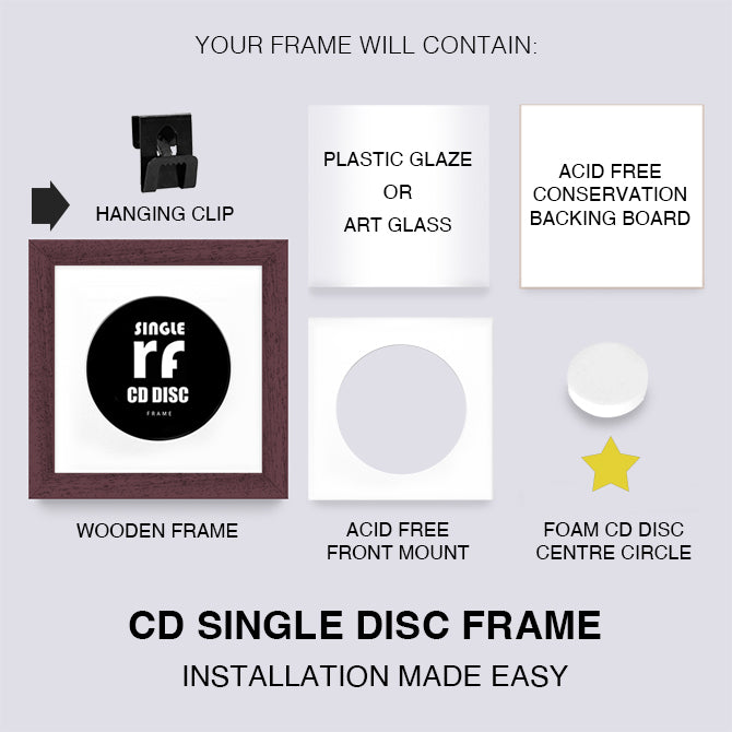 Wood Walnut Finish CD Single 'Cover or Disc' Frame