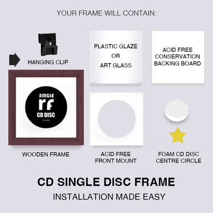 Wood Walnut Finish CD Single 'Cover or Disc' Frame