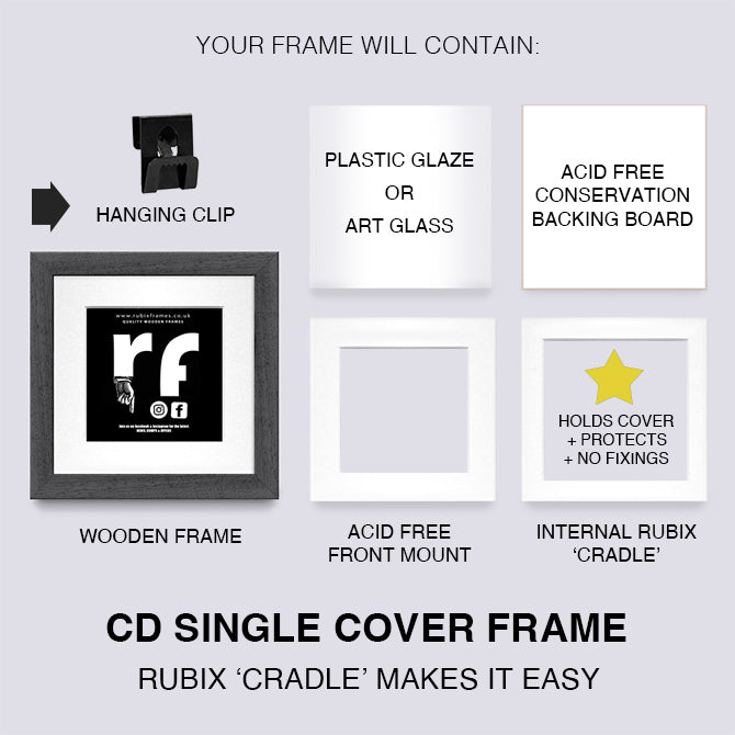 Dark Grey (Wood Grain) CD Single 'Cover or Disc' Frame