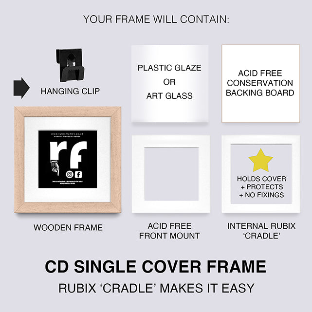 Wood Natural Finish CD Single 'Cover or Disc' Frame
