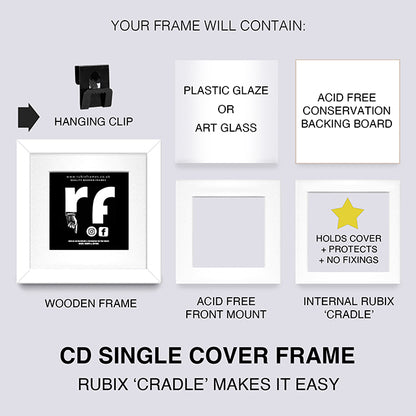 White (Wood Grain) CD Single 'Cover or Disc' Frame