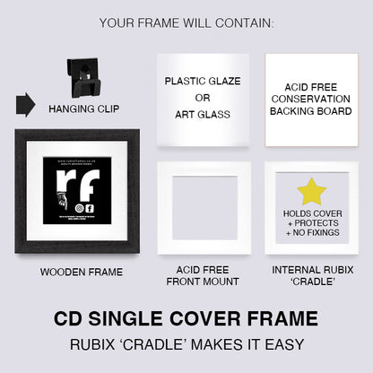 Black (Wood Grain) CD Single 'Cover or Disc' Frame