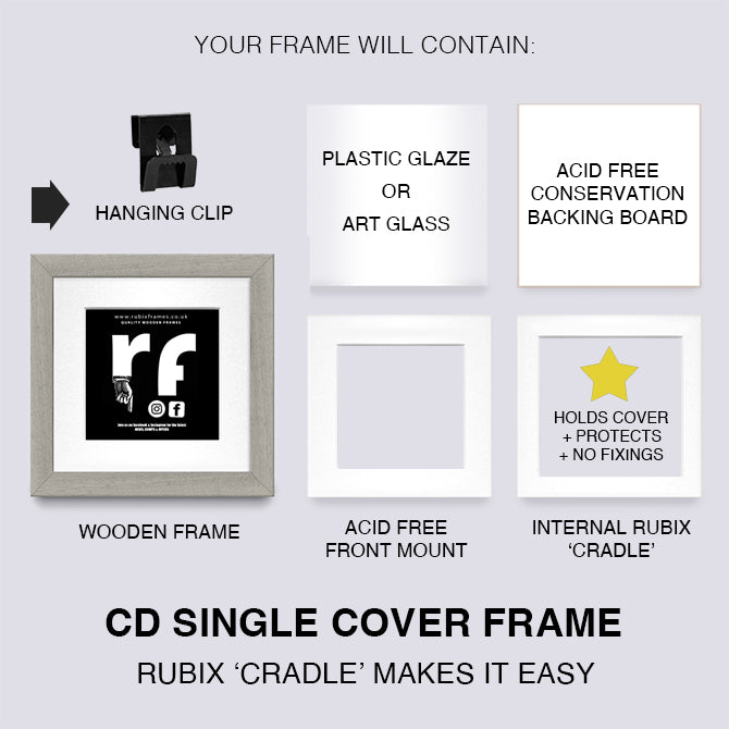 Light  Grey (Wood Grain) CD Single 'Cover or Disc' Frame