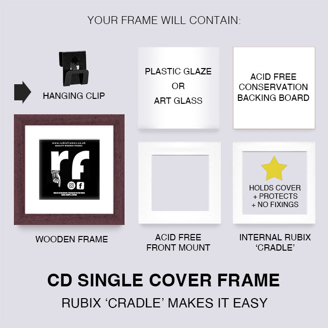 Wood Walnut Finish CD Single 'Cover or Disc' Frame