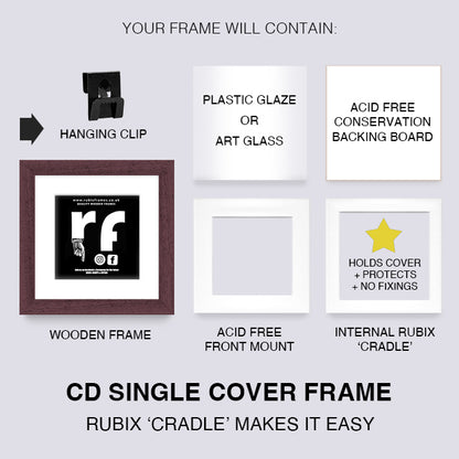Wood Walnut Finish CD Single 'Cover or Disc' Frame