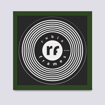 dark green record frame with black mount