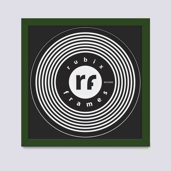 dark green record frame with black mount