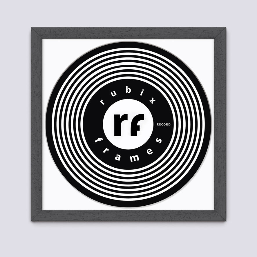 Dark grey record frame handmade from wood white mount