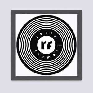 Dark grey record frame handmade from wood white mount