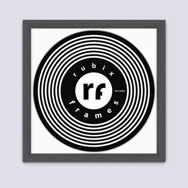 Dark grey record frame handmade from wood white mount
