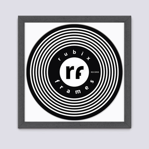 Dark grey record frame handmade from wood white mount