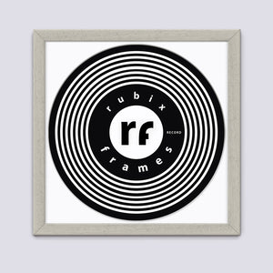 light grey record frame with white mount handmade from wood