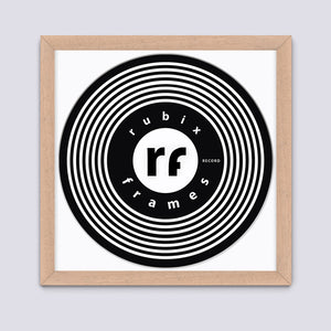 light wood handmade vinyl record frame with white mount