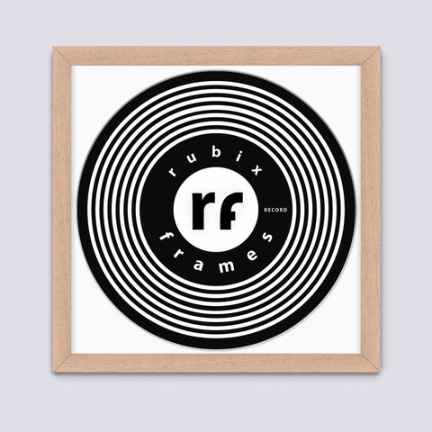 light wood handmade vinyl record frame with white mount