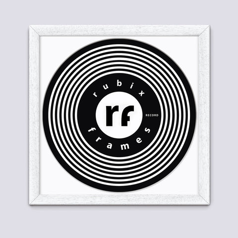 matt white handmade vinyl record frame with white mount