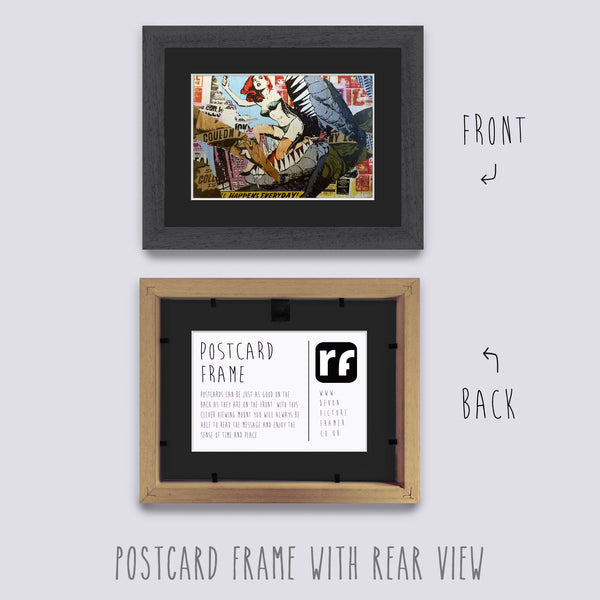 Grey - Dark (Wood Grain) Postcard Picture Frame