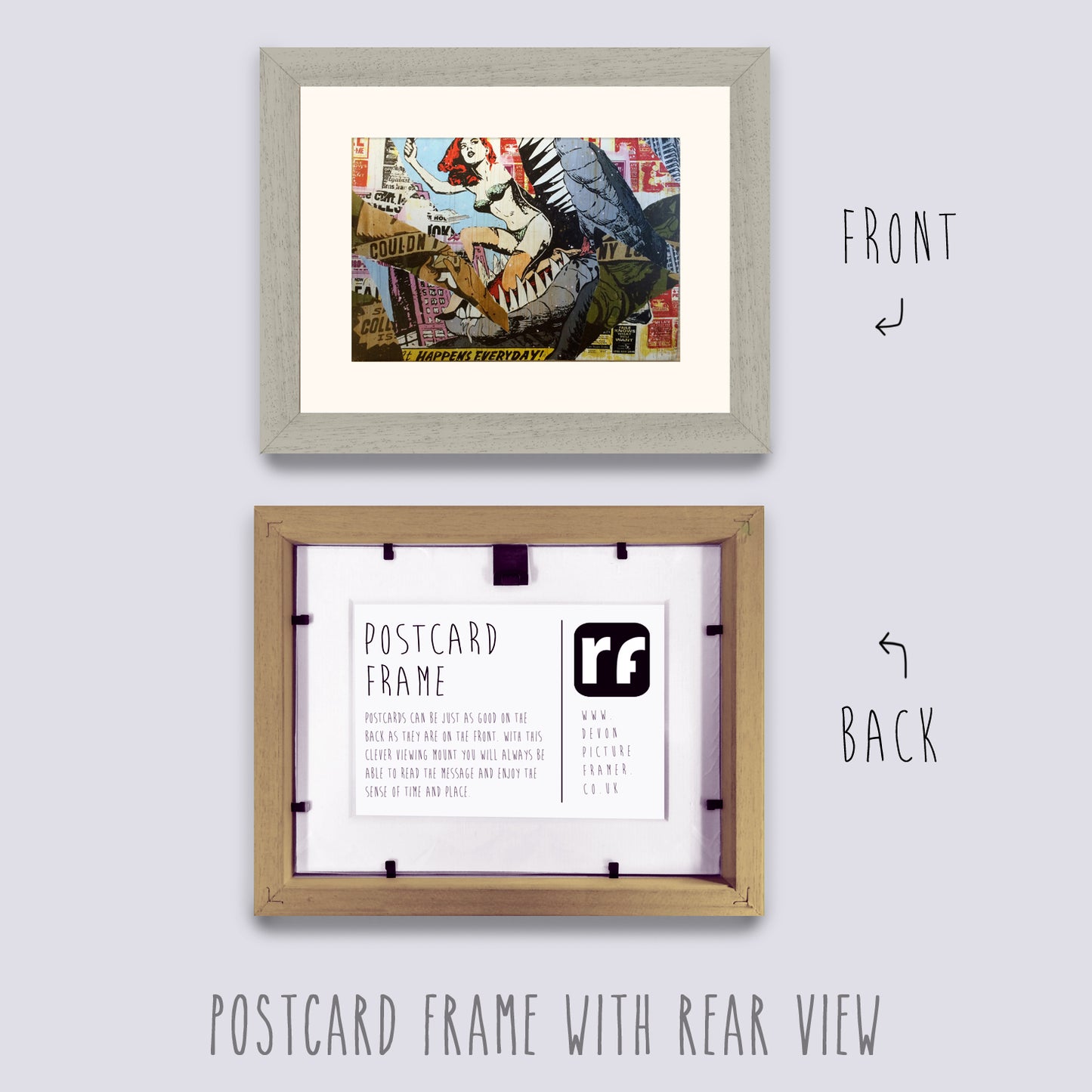 Grey - Light (Wood Grain) Postcard Picture Frame